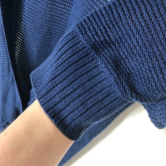 AMERICAN EAGLE Knit Navy 3/4 Sleeve Button Pocket Long Cardigan Cozy Sweater - Picture 3 of 11